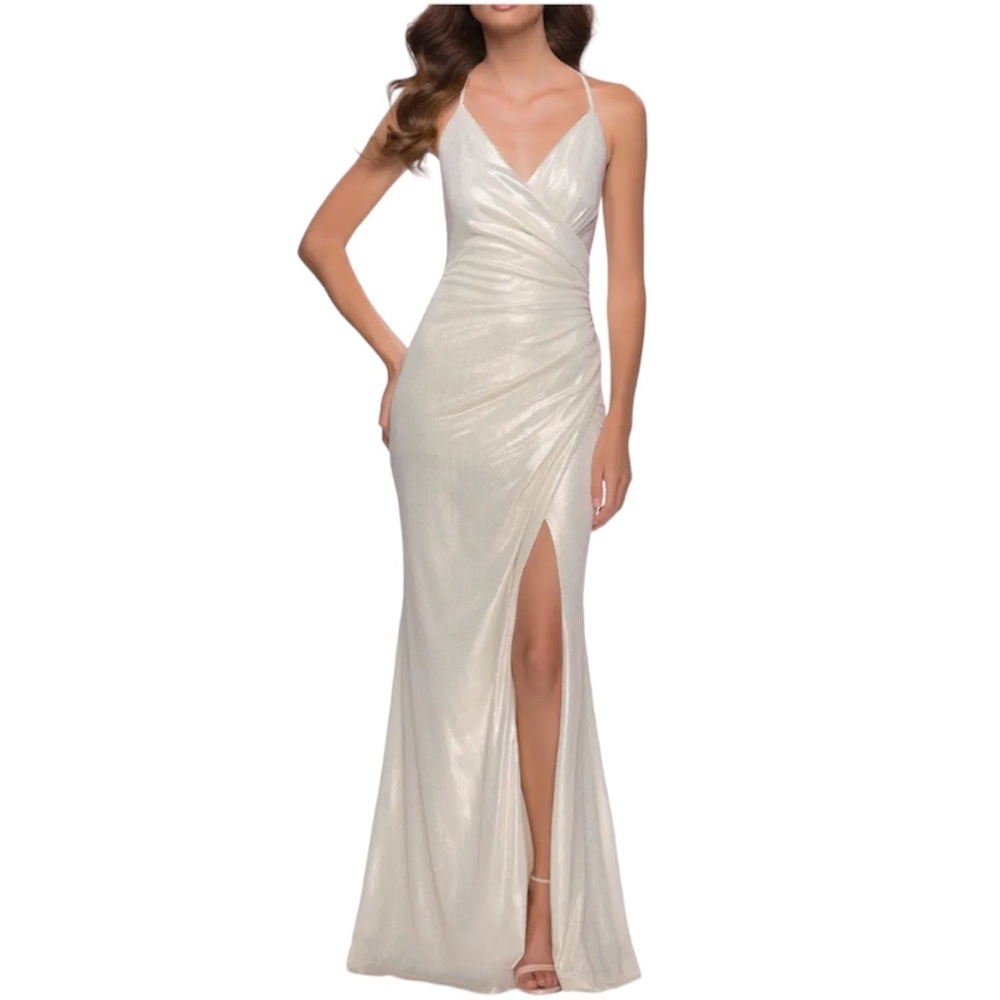LA FEMME Metallic Jersey Gown NWT Size 8